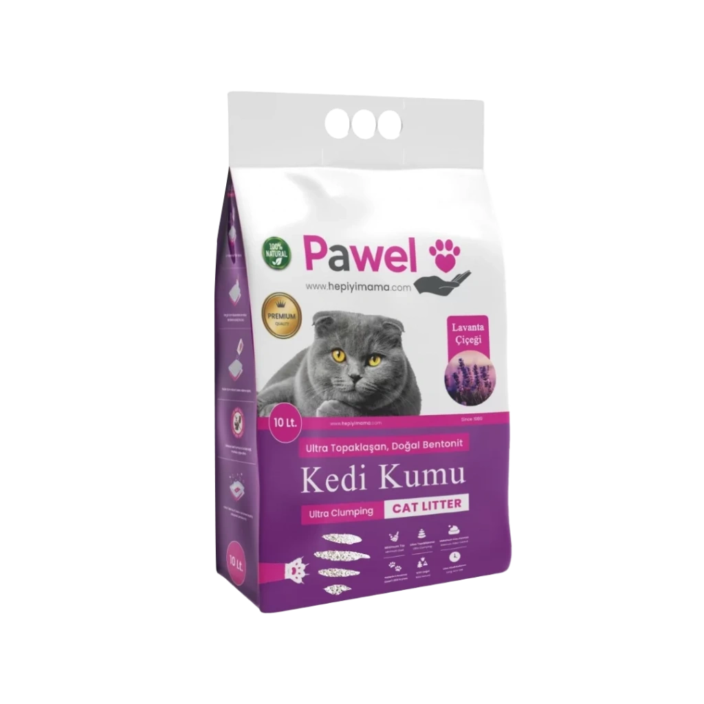 Pawel Lavanta Kokulu Topaklanan 10L Bentonit Kedi Kumu