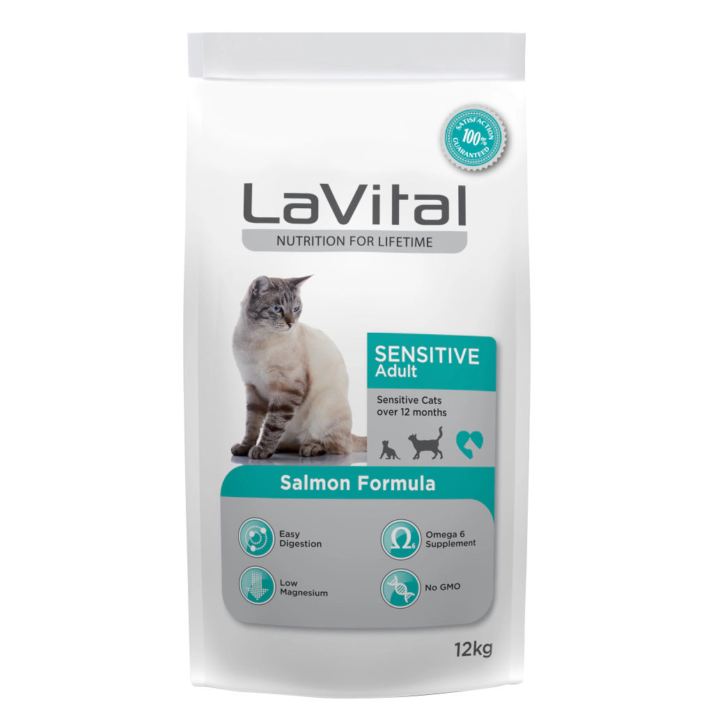 LaVital Sensitive Hassas Sindirim Sistemine Sahip Kediler için Somonlu Yetişkin Kedi Maması 12kg