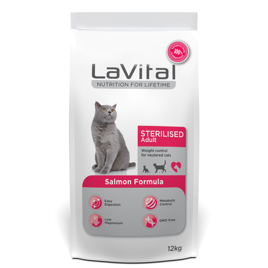 LaVital Kilo Kontrolü için Somonlu Kısırlaştırılmış Kedi Maması 12kg