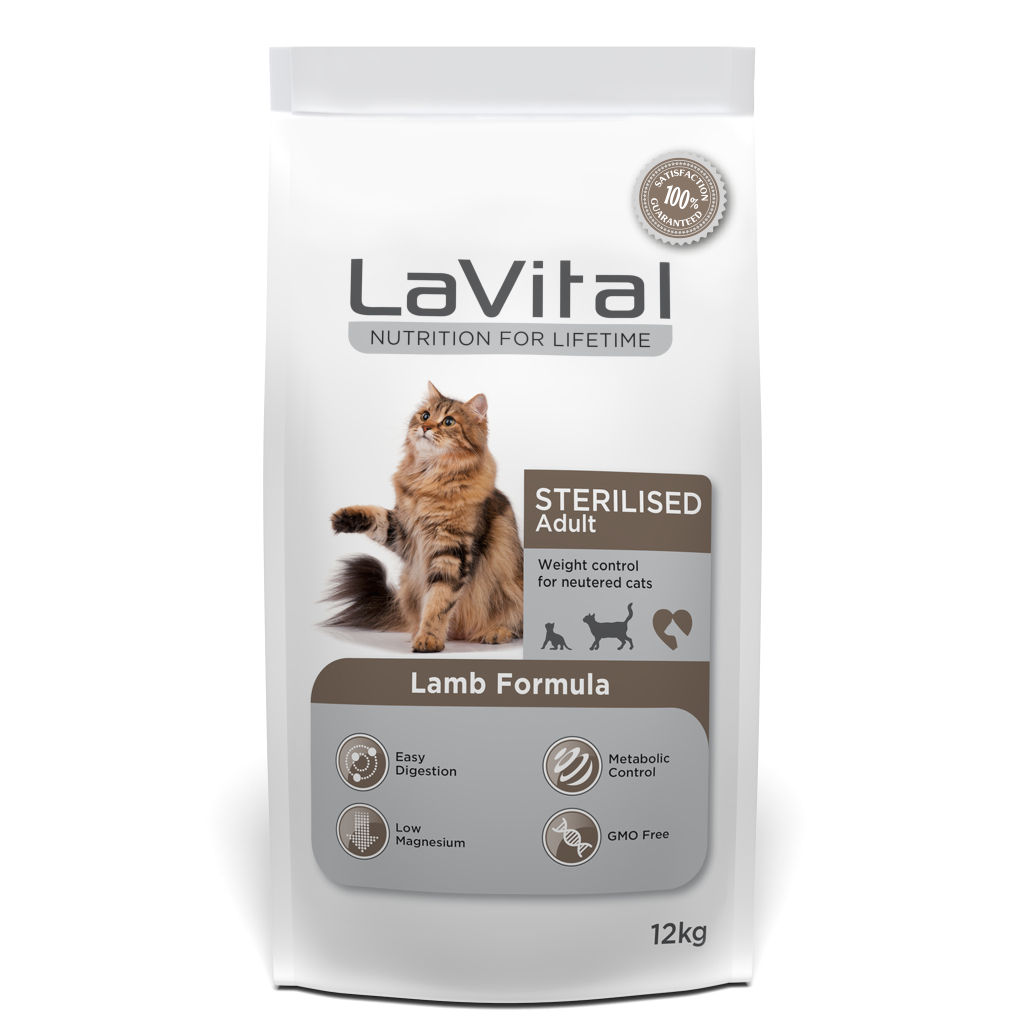 LaVital Kilo Kontrolü için Kuzulu Kısırlaştırılmış Kedi Maması 12kg