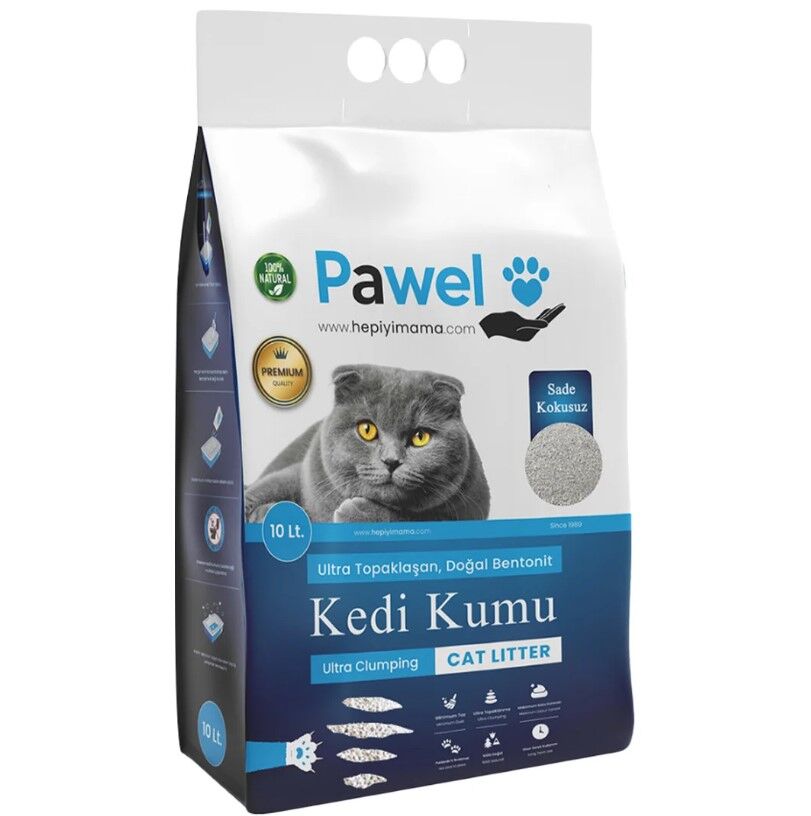Pawel Kokusuz Topaklanan 10L Bentonit Kedi Kumu KOKUSUZ